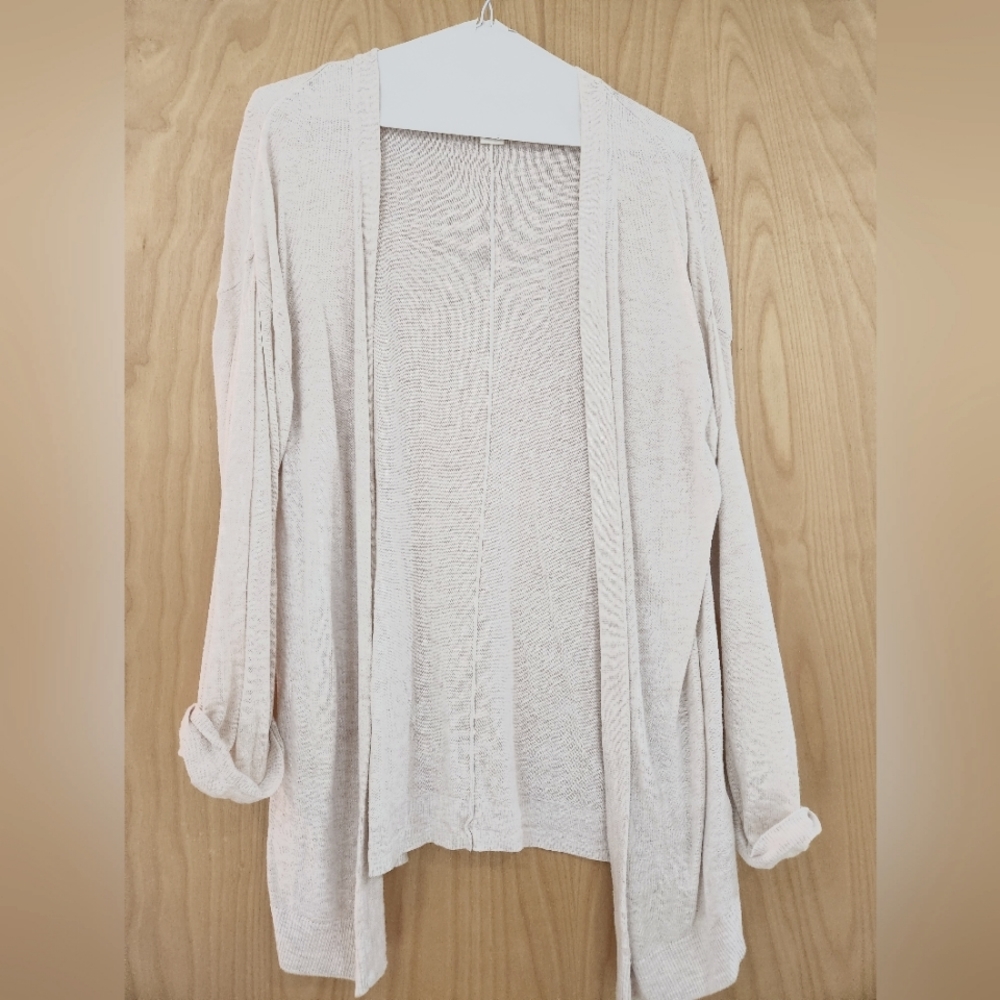 White long, light, flowy sweater